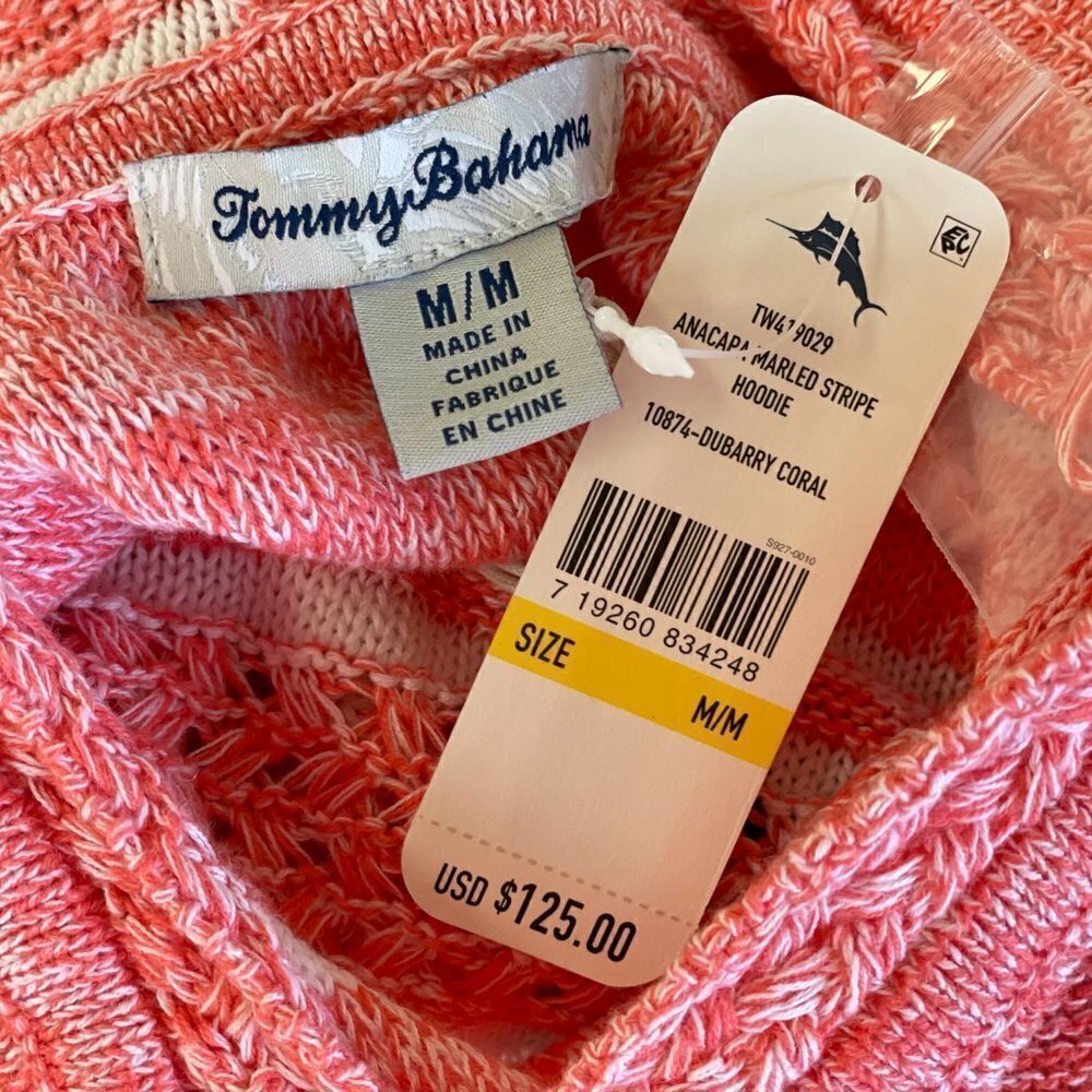 TOMMY Bahama Coral Hoodie Sweater NWT Med M - Picture 6 of 6